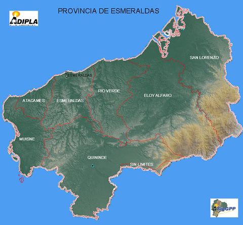 Physical map of Esmeraldas