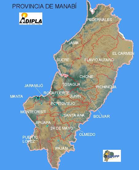 Physical map of Manabí