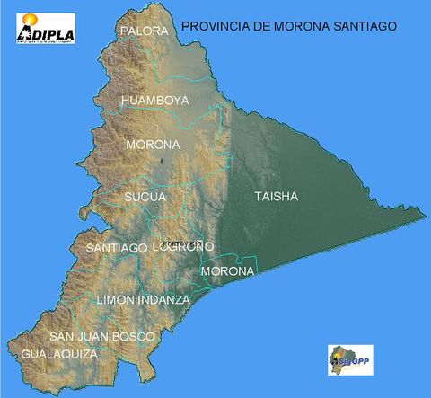 Mapa físico de Morona Santiago