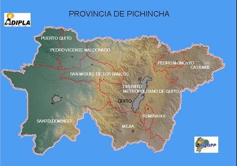 Mapa físico de Pichincha