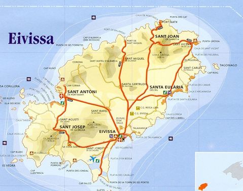 Mapa de carreteras de Isla Ibiza