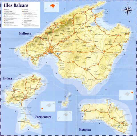 Mapa de carreteras de las Islas Baleares