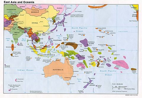 mapa fisico de asia y oceania Asia del Este y Oceania | Gifex