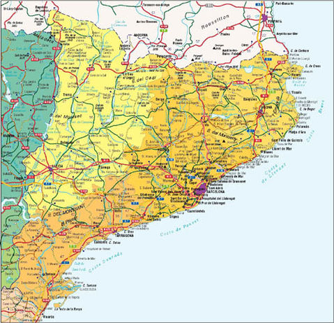 Mapa de carreteras de Cataluña