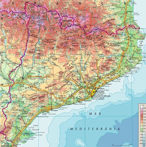 Catalonia Physical Map