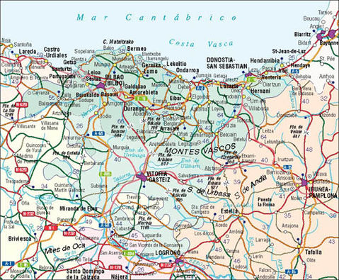 Mapa de carreteras del País Vasco