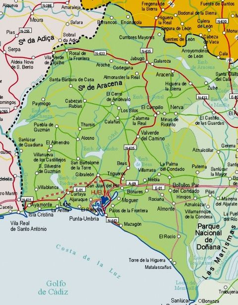 Huelva province road map