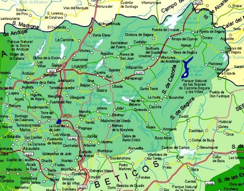 Mapa de carreteras de la Provincia de Jaén