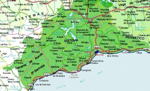 Mapa de carreteras de la provincia de Málaga