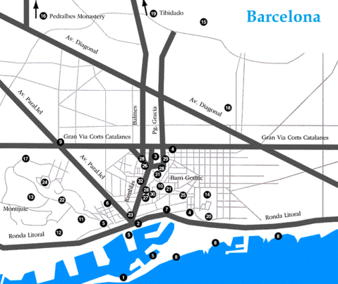 Mapa turístico de Barcelona 1999