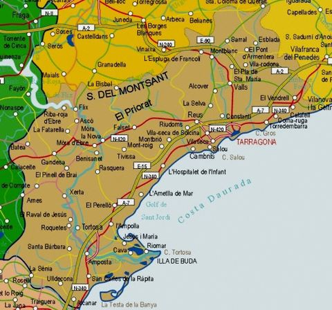 Mapa de carreteras de la Provincia de Tarragona