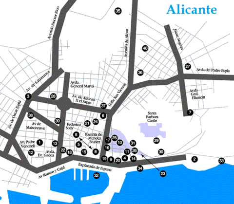 Mapa turístico de Alicante 1999