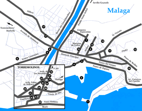 Mapa turístico de Málaga 1999 Mapa turístico de Málaga 1999