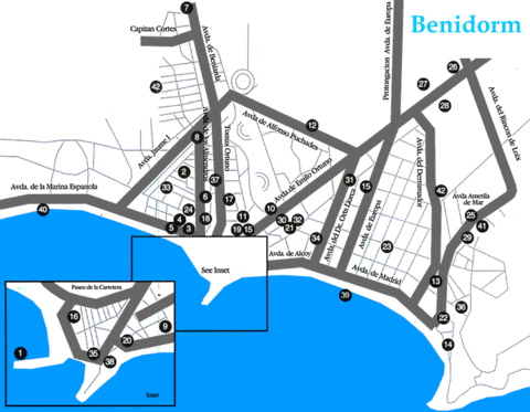 Mapa turístico de Benidorm 1999