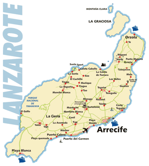 Lanzarote Island road map