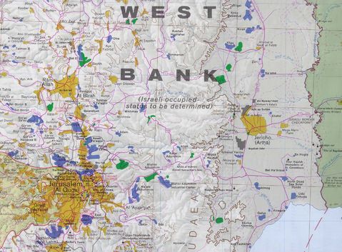 Map of West Bank Jerusalem and East (Includes Jericho)