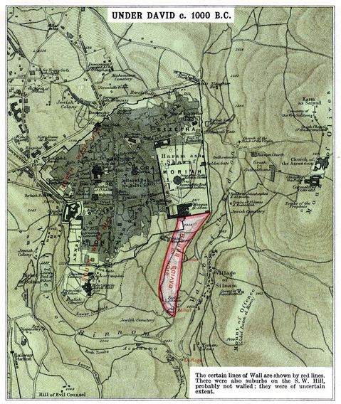 Map of Jerusalem Under David c. 1000 B.C.