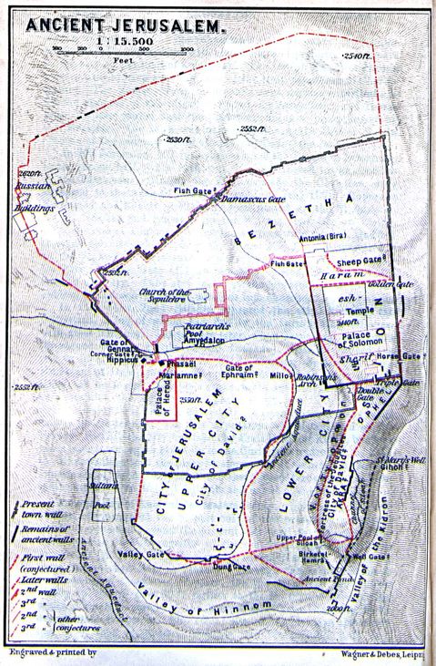 Mapa Antigua de Jerusalén 1912