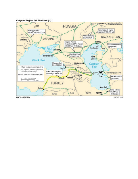 Caspian Region Oil Pipelines 2002