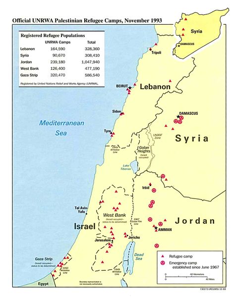 Official UNRWA Palestinian Refugee Camps 1993