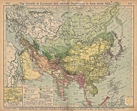 Growth of European and Japanese Dominions in Asia since 1801