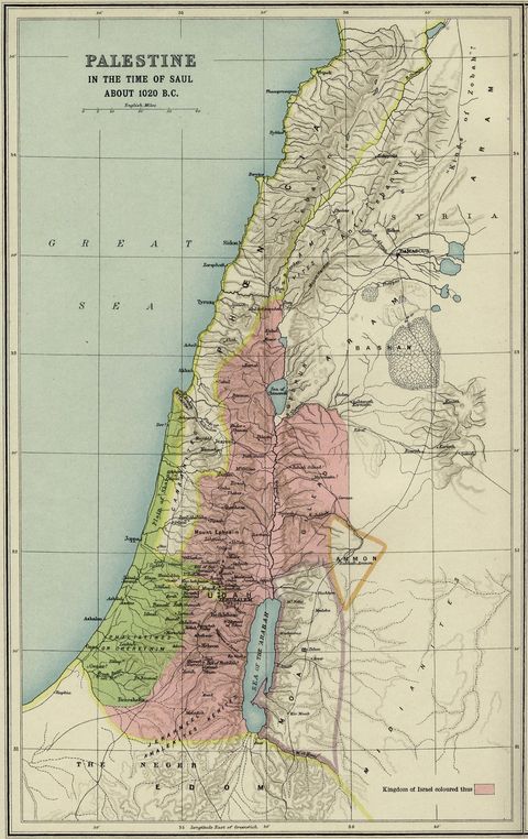 Mapa de Palestina 1020 adC