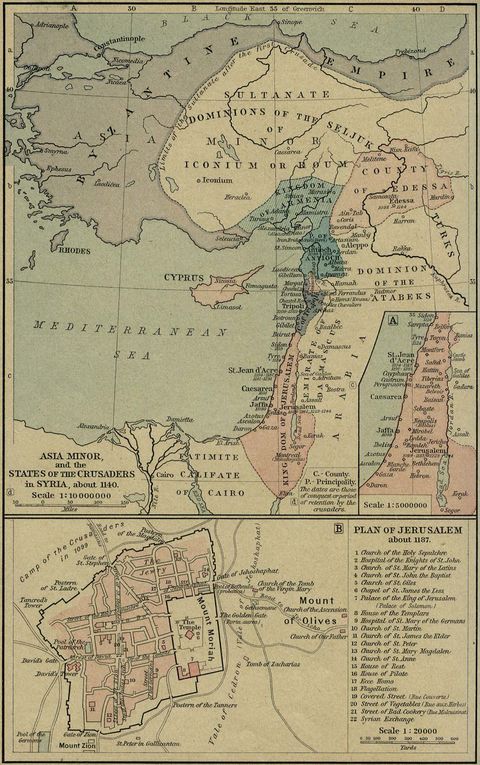 Asia Minor and the states of the Crusaders in Syria, about 1140