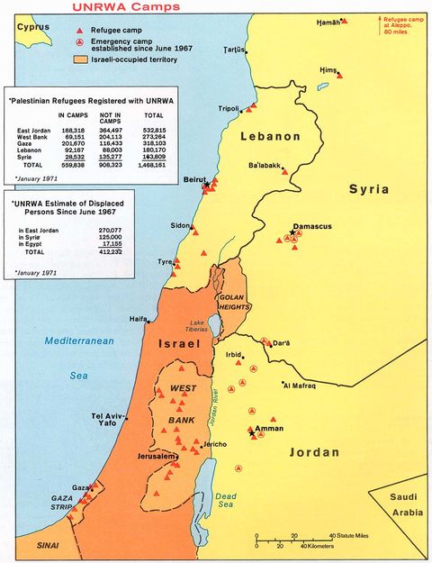 Official UNRWA Palestinian Refugee Camps 1973