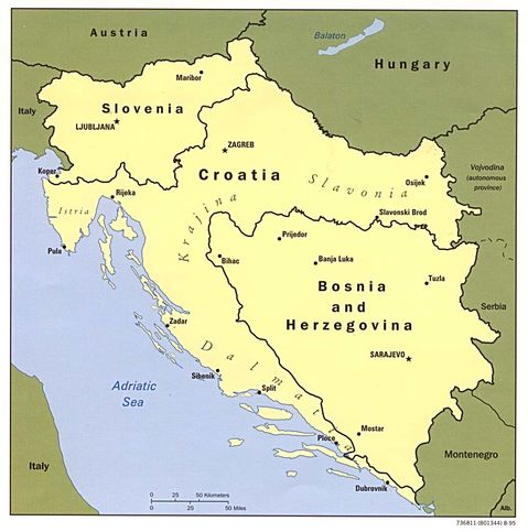 Former Yugoslavia Political Map 1995