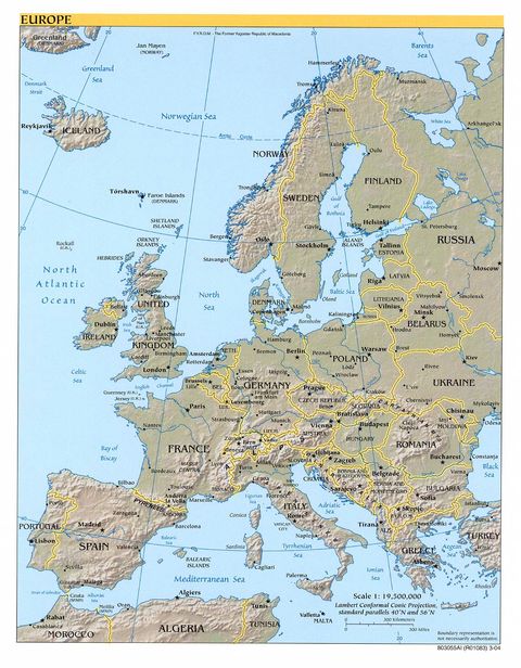 Mapa de Relieve Sombreado de Europa 