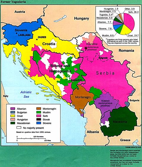 Former Yugoslavia Ethnic Majorities 1992