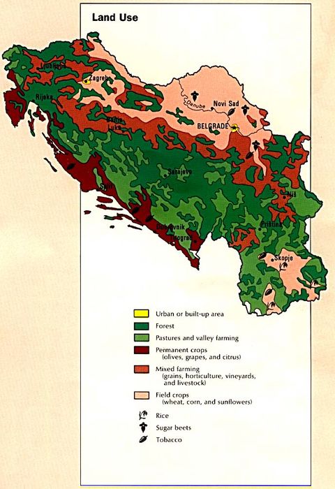 Uso de la Tierra de la Ex Yugoslavia 1990