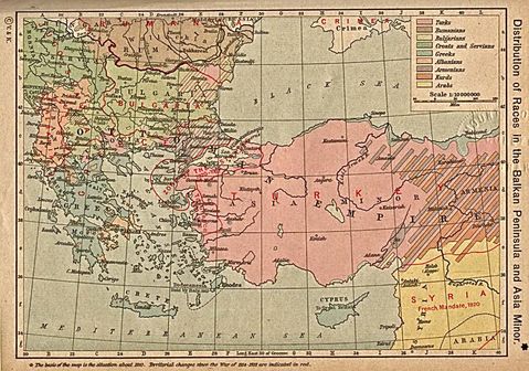 Distribución de las razas en la Península de los Balcanes y Asia Menor 1910