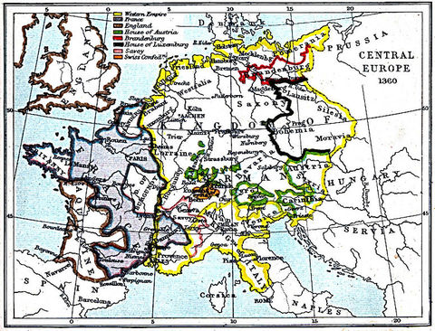 Central Europe Map 1360 A.D.