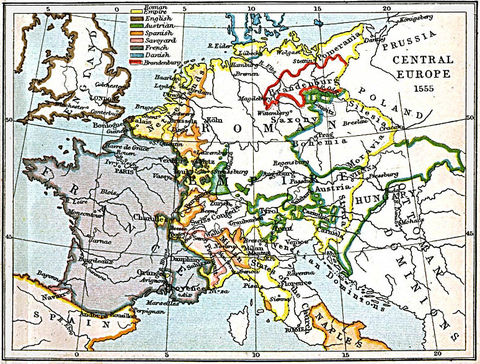 Central Europe Map 1555 A.D.