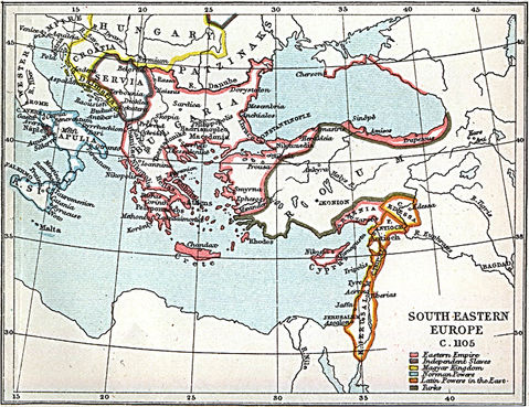 South Eastern Europe Map 1105 A.D.