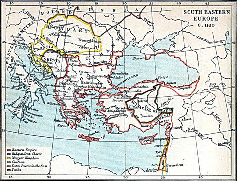 South Eastern Europe Map 1180 A.D.