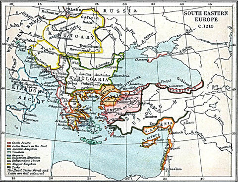 South Eastern Europe Map 1210 A.D.