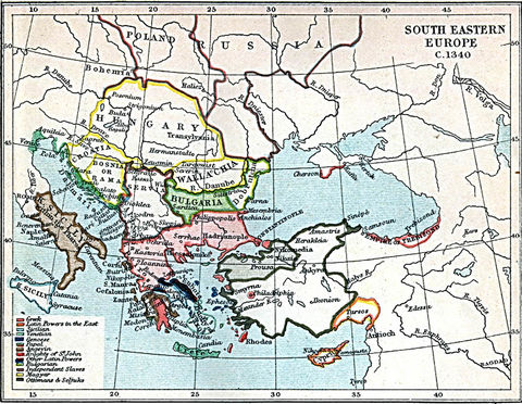 South Eastern Europe Map 1340 A.D.