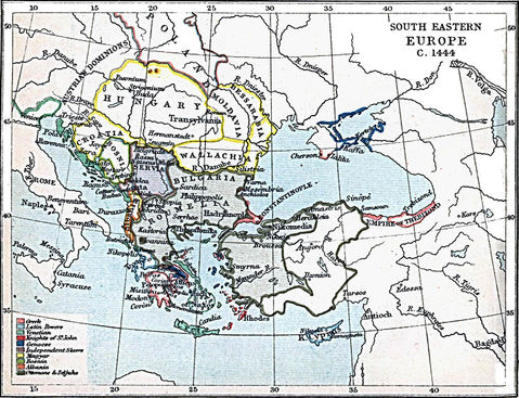 South Eastern Europe Map 1444 A.D.