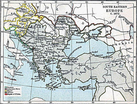 South Eastern Europe Map 1672 A.D.