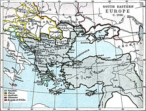 South Eastern Europe Map 1700 A.D.