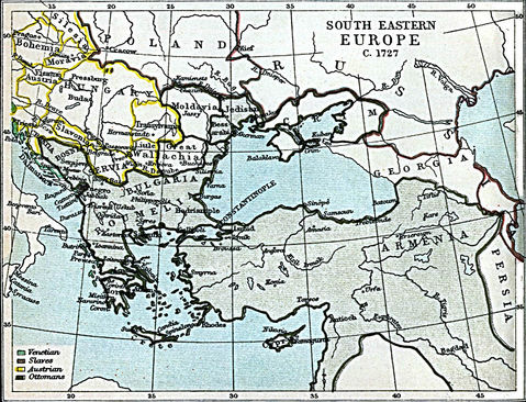 South Eastern Europe Map 1727 A.D.