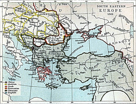 South Eastern Europe Map 1861 A.D.