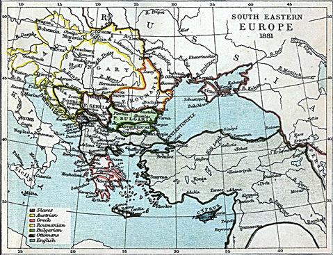 South Eastern Europe Map 1881 A.D.