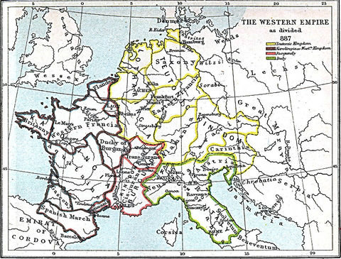 Carolingian Empire division in 887