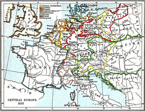 Central Europe Map 1815 A.D.