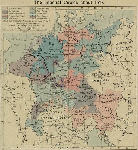 The Imperial Circles of the Holy Roman Empire about 1512