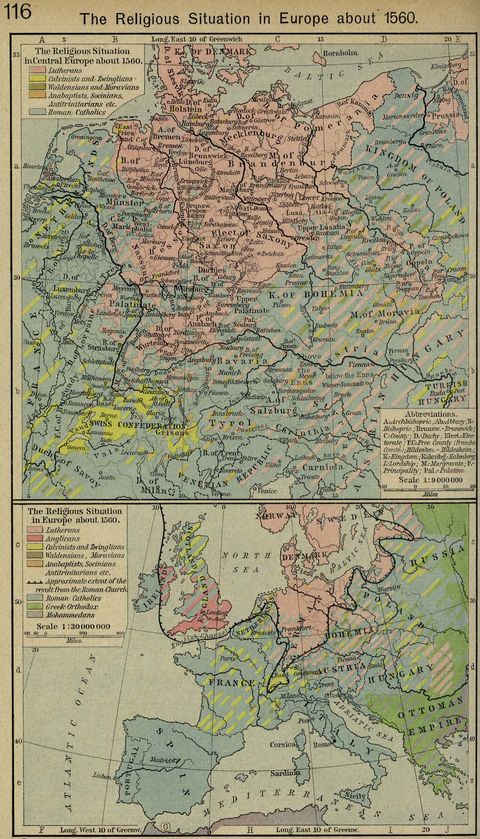 The Religious situation in Europe about 1560