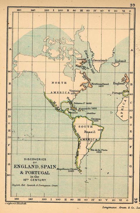 Discoveries of England, Spain and Portugal in the 16th Century